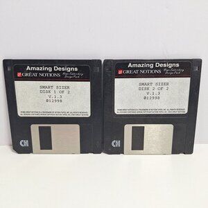 Amazing Designs Smart Sizer V1.3 Floppy Disks 1 & 2 1998 UNTESTED FOR PARTS ONLY